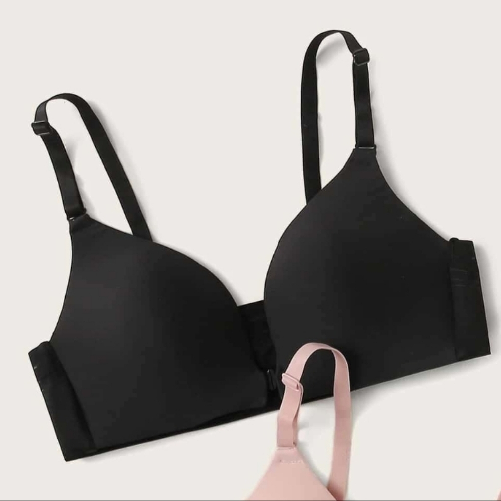 Romwe Black Seamless Wireless Front Close Bra Bralette, Sz S